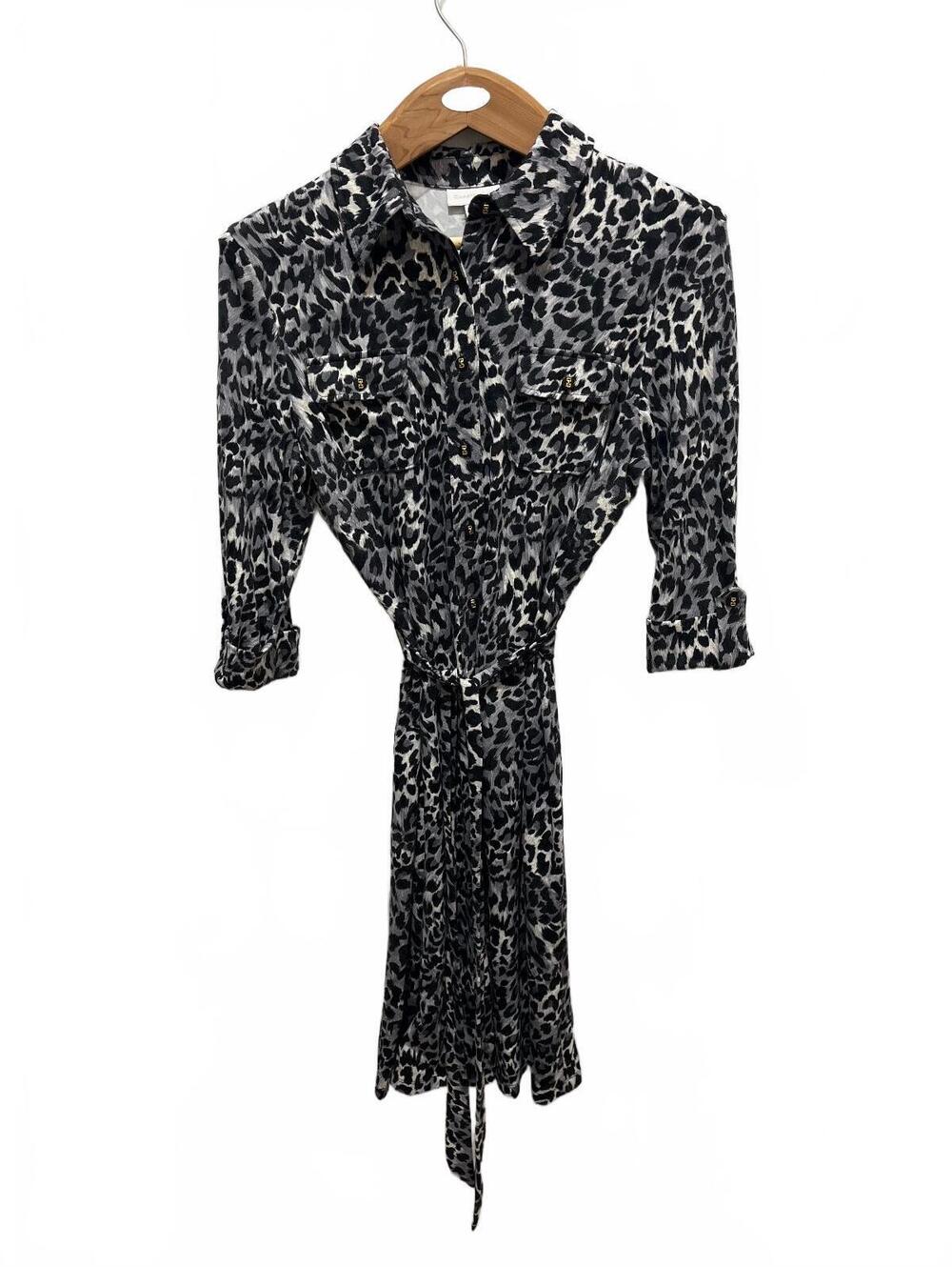 Charter Club Women's Leopard Print Shirt Dress with Belt Size Large